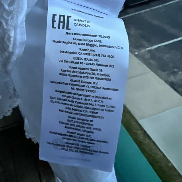 🆕 Guess White Boho Asymmetrical Midi Skirt Lace Trim Crinkle Wrap Style Size XL - Picture 17 of 17